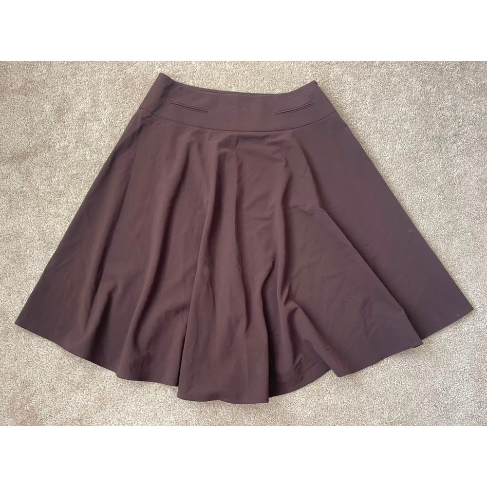 Madison Studio Womens Brown A-Line Midi Skirt Size 14 Stretch Workwear Flare